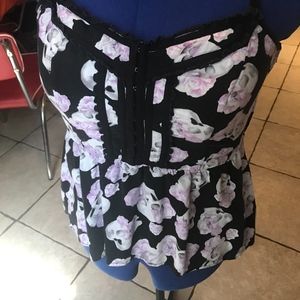 Hot Topic Skull & Rose Bustier-style Top - XL